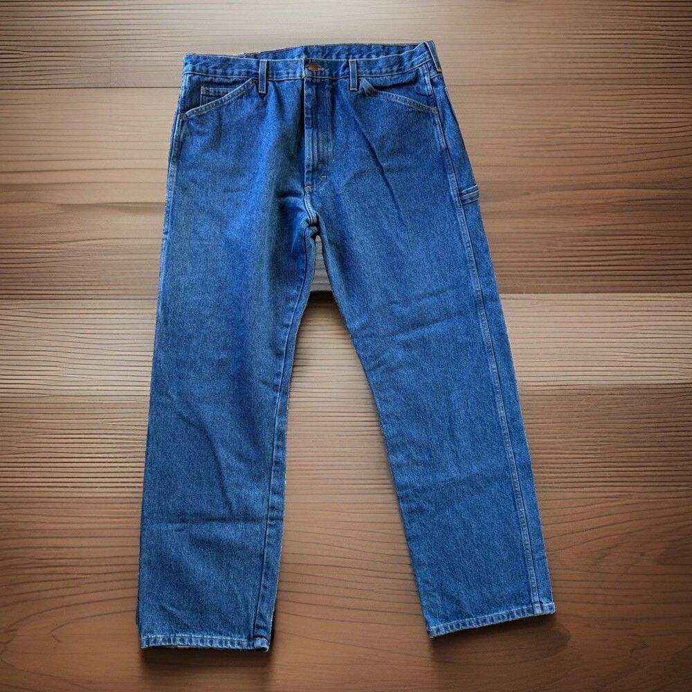 Round House Jeans Men 38x32 Blue Made in USA Stone Washed Carpenter Work Utility